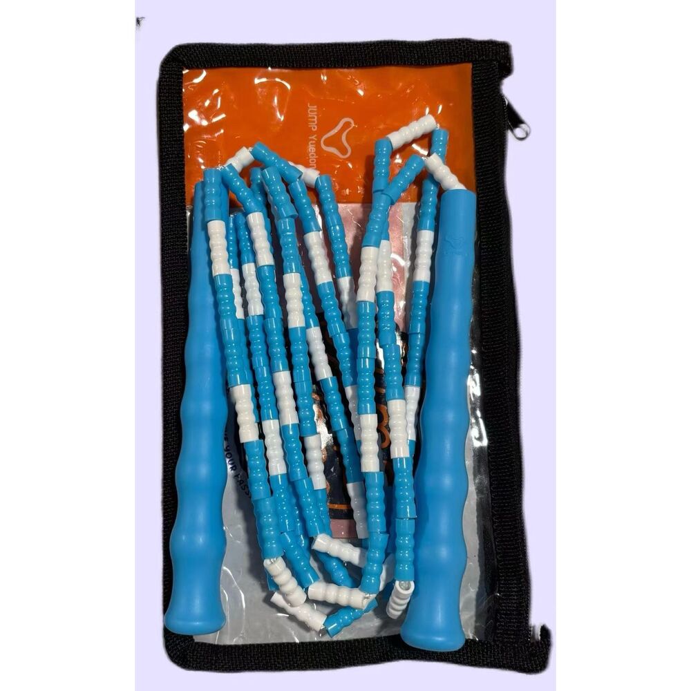 Jump Rope Soft Beaded Adjustable Skipping Jump Rope for Kid/Youth/Beginner blue